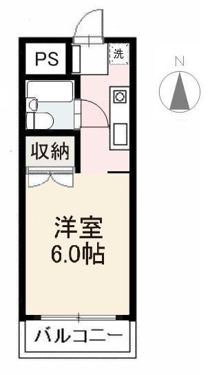 花ノ宮マンション504号(1K/5階)の間取り写真