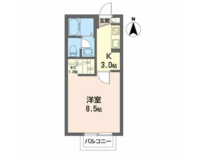 KALMIA PALACE C(1K/1階)の間取り写真