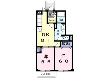 サンリジエール(2DK/1階)の間取り写真