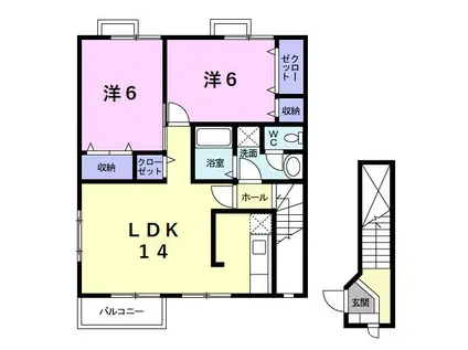 ソフィア壱番館B(2LDK/2階)の間取り写真