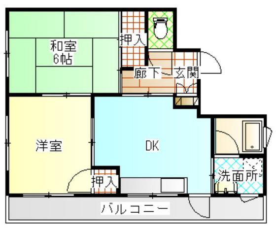 小野ビル(2LDK/3階)の間取り写真