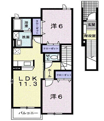 セントラルビレッジA(2LDK/2階)の間取り写真