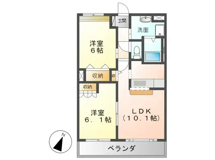 ウエスト VILLAGE(2LDK/1階)の間取り写真