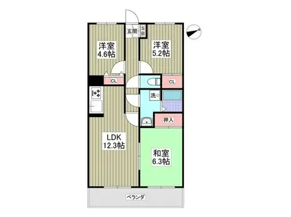 サンライズマンション 熊谷(3LDK/2階)の間取り写真