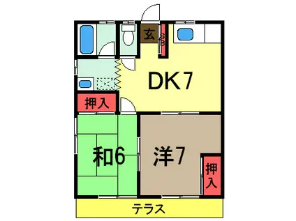 サニーハイツ布施(2DK/1階)の間取り写真