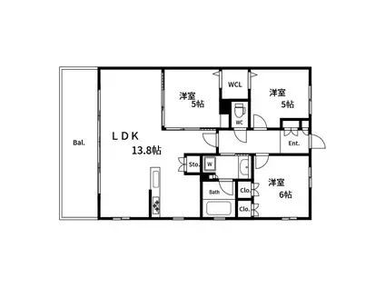クリオ大島サザンプレイス(3LDK/13階)の間取り写真