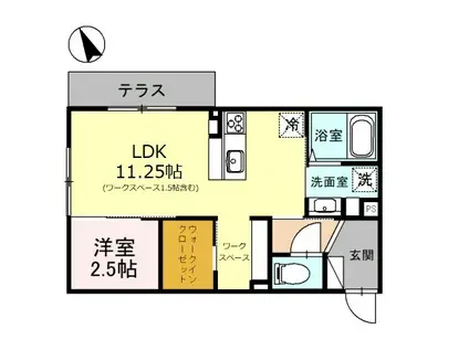 YELL(1LDK/1階)の間取り写真