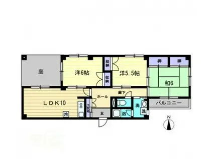 ブリッサ花ノ宮(3LDK/1階)の間取り写真
