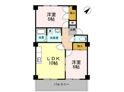 トレゾアQ(2LDK/2階)の間取り写真