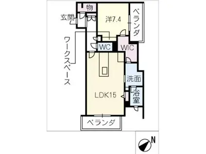 HIGH LINE PARK B(1LDK/4階)の間取り写真