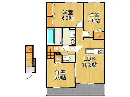 シュシュメゾンぴあのアンジュA(3LDK/2階)の間取り写真