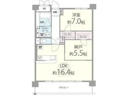 クレセント・コート(2LDK/1階)の間取り写真