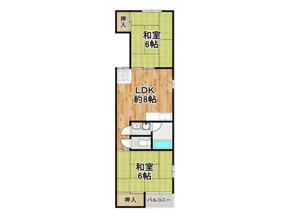 ハイツカトレア(2LDK/2階)の間取り写真