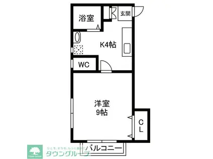 サンライズ宮町(1K/2階)の間取り写真