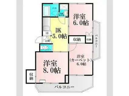 寺崎ハイツ(3DK/4階)の間取り写真