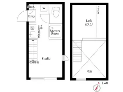 ハーモニーテラス北小岩XIII(ワンルーム/2階)の間取り写真