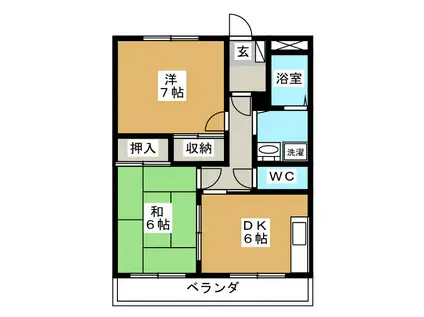 NINETY御園(2DK/2階)の間取り写真