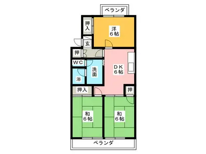 サンライズ栄(3DK/2階)の間取り写真