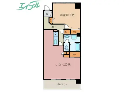 コープ野村四日市(1LDK/13階)の間取り写真