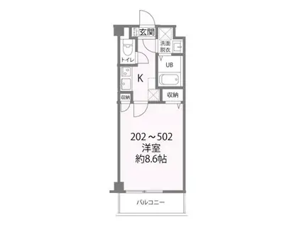 パークレジデンス八幡(1K/4階)の間取り写真