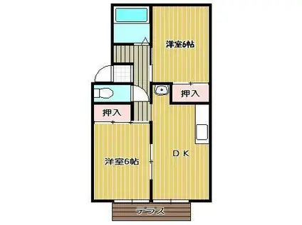 ルネス88(2DK/1階)の間取り写真