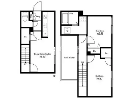 ブランシェ文京白山II(2LDK/4階)の間取り写真