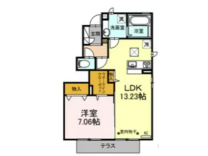 RESIDENCE YUNA(1LDK/1階)の間取り写真