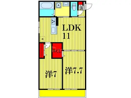 メゾンブランシュ北柏(2LDK/2階)の間取り写真