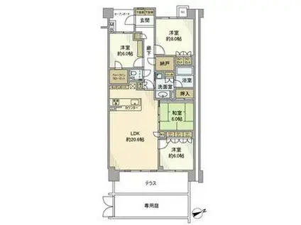 レーベン横浜汐見台ソラノテ(4LDK/2階)の間取り写真