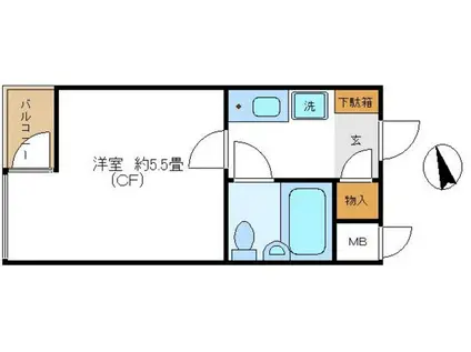 日興パレス西荻窪PARTII(1K/2階)の間取り写真