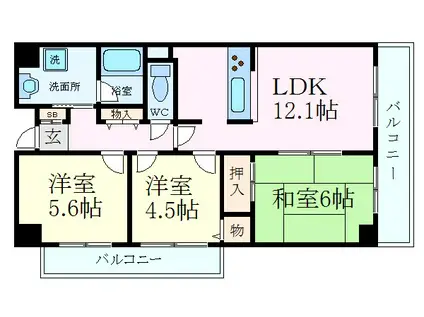 コムロワイヤル姫路幸町(3LDK/5階)の間取り写真
