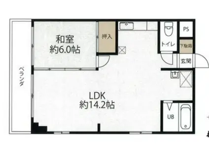 ニューハイム徳丸(1LDK/7階)の間取り写真