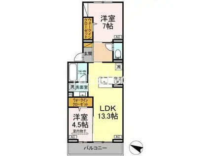D-ROOM弁天IV(2LDK/3階)の間取り写真