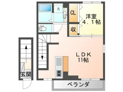 フェリーチェ ガーデン(1LDK/2階)の間取り写真