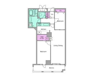 プライムゲート飯田橋(2LDK/14階)の間取り写真
