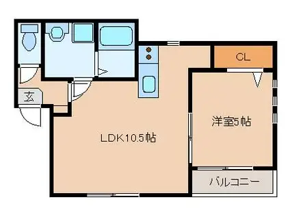 プルデント美野島(1LDK/3階)の間取り写真