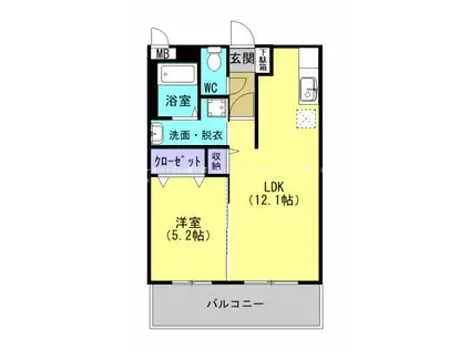 アルカディア(1LDK/2階)の間取り写真