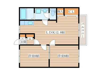 パラメーゾンB(2LDK/2階)の間取り写真