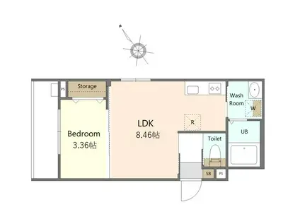 ケースクエア(1LDK/2階)の間取り写真