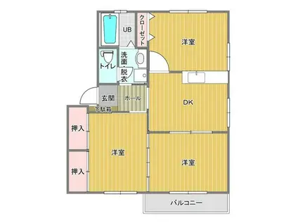 サンディアス若宮(3DK/2階)の間取り写真