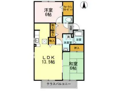 ビューステージ香久山(2LDK/1階)の間取り写真