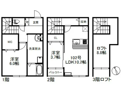 アネシス久留米(2LDK/1階)の間取り写真
