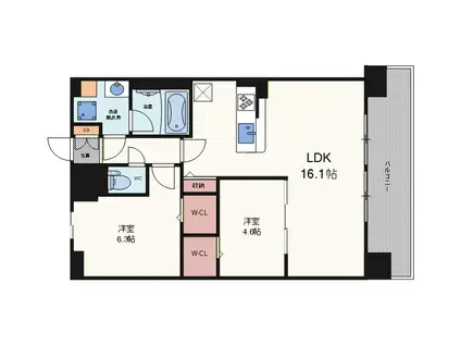 アウトフィールド海老江(2LDK/8階)の間取り写真