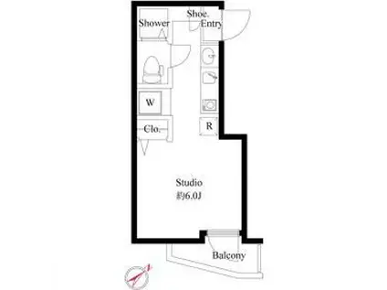 セレブラーレ町屋(ワンルーム/2階)の間取り写真