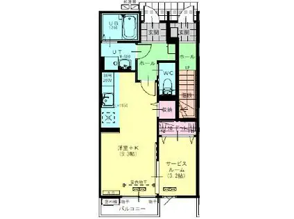 ラ ヴィエルジュ(1SK/1階)の間取り写真