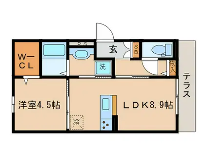 セジュール石田森南(1LDK/1階)の間取り写真