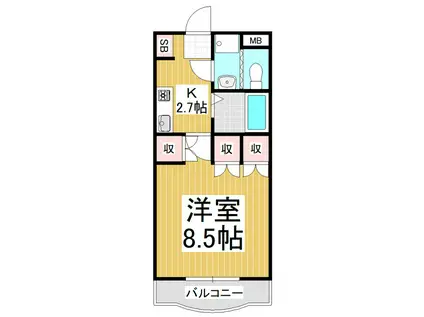 クロワール白板(1K/1階)の間取り写真