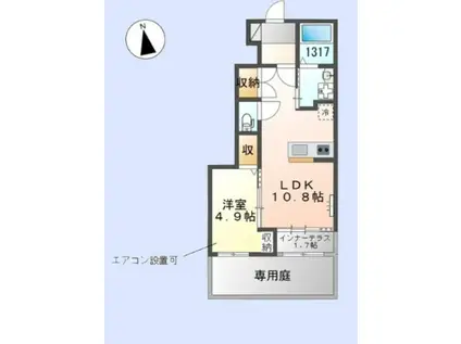 AZALIA(1LDK/1階)の間取り写真