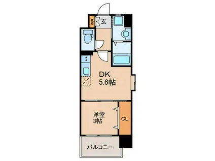 ギャラクシー二日市(1DK/7階)の間取り写真