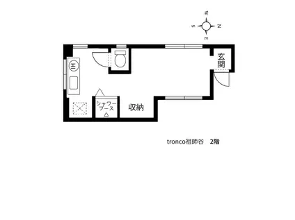 TRONCO祖師谷(1K/2階)の間取り写真